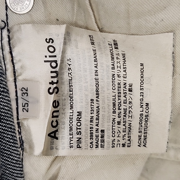 Acne studios pin storm High-Waisted Skinny Jeans Size 25/32 - Picture 3 of 16